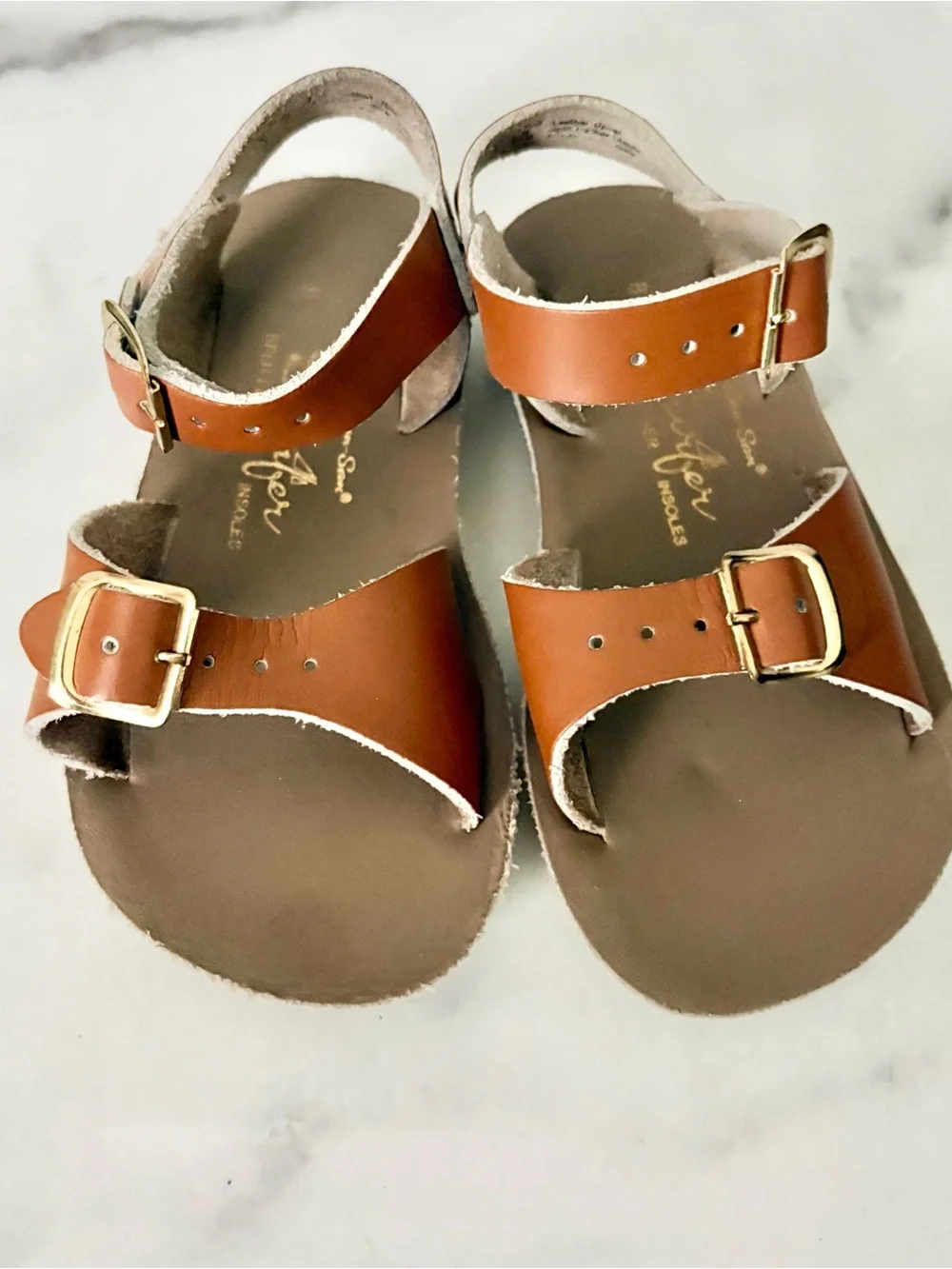 Salt Water Sun-San Surfer Tan Leather Sandals Toddler Size 8